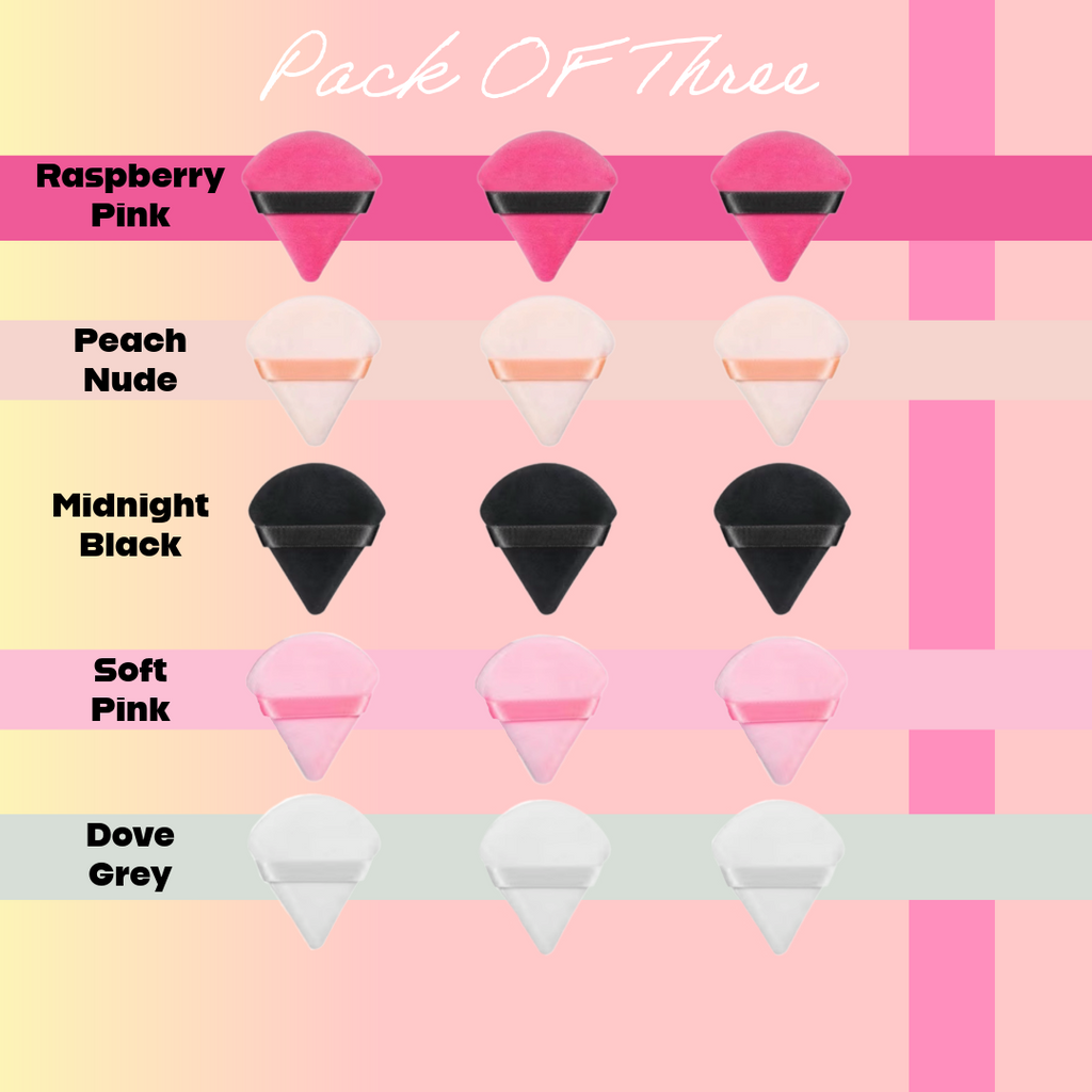 Single Color Triangle Powder Puff Pack (3Pk, 6Pk, 9Pk)
