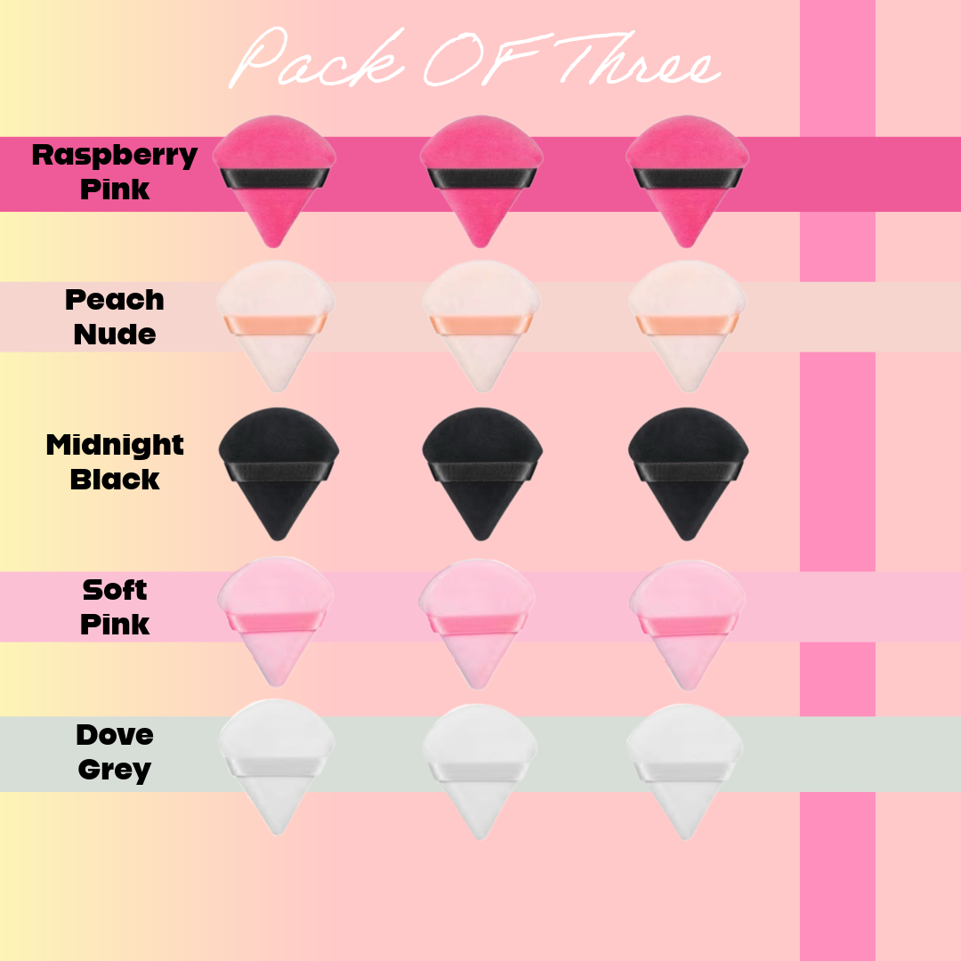 Single Color Triangle Powder Puff Pack (3Pk, 6Pk, 9Pk)