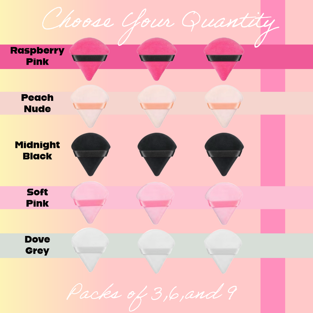 Single Color Triangle Powder Puff Pack (3Pk, 6Pk, 9Pk)