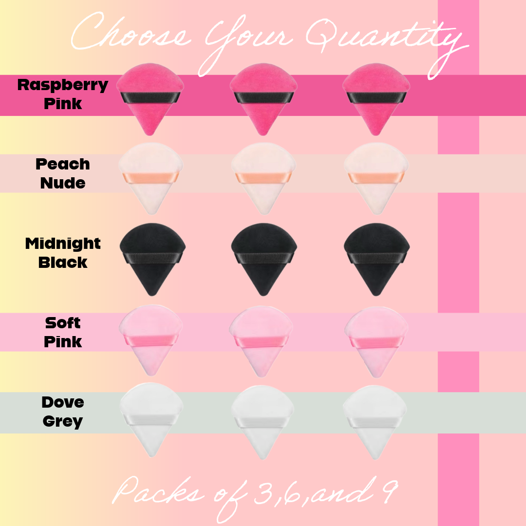 Single Color Triangle Powder Puff Pack (3Pk, 6Pk, 9Pk)